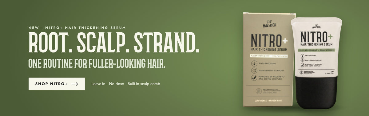 NITRO+ Hair Thickening Serum. Root. Scalp. Strand. One routine for fuller-looking hair.